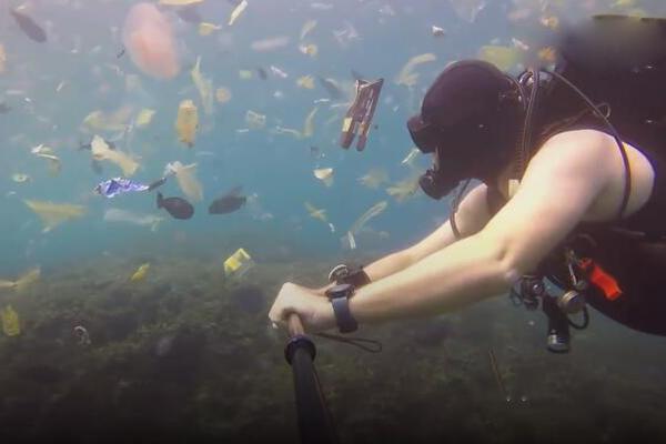 A fashion designer created a line of clothing using recycled ocean plastic to raise environmental awareness